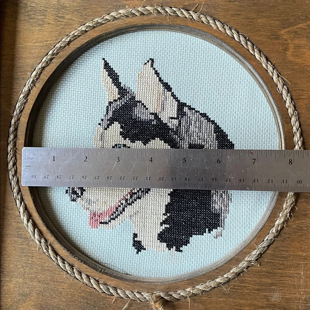 Siberian Husky Dog Completed Cross Stitch Solid Wood Vintage Framed Needlepoint - Picture 3 of 16